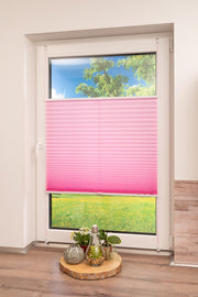 Klemmfix-Plissee "PISA" mit moderner Crushed-Optik, Lichtschutz, ohne Bohren, verspannt in Rosa
