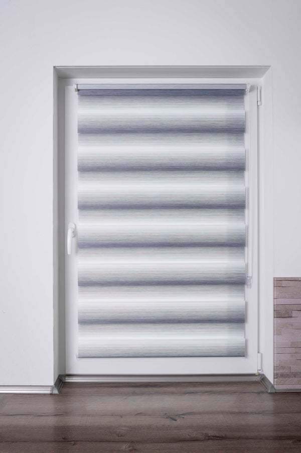K-home Klemmfix Doppelrollo mit "Farbverlauf", Lichtschutz, Rollo ohne Bohren - Grau