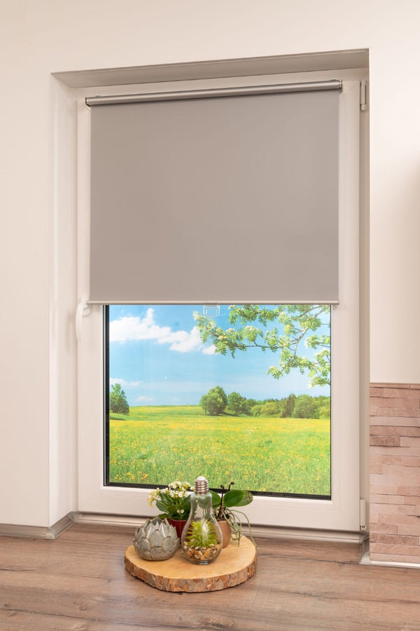 K-home Thermo Springrollo/Mittelzugrollo Verdunkelung, Rollo ohne Bohren - Grau