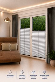 K-home Klemmfix Plissee "FLORIDA" einzigartiges Design mit bezauberndem Lichteffekt - Weiß
