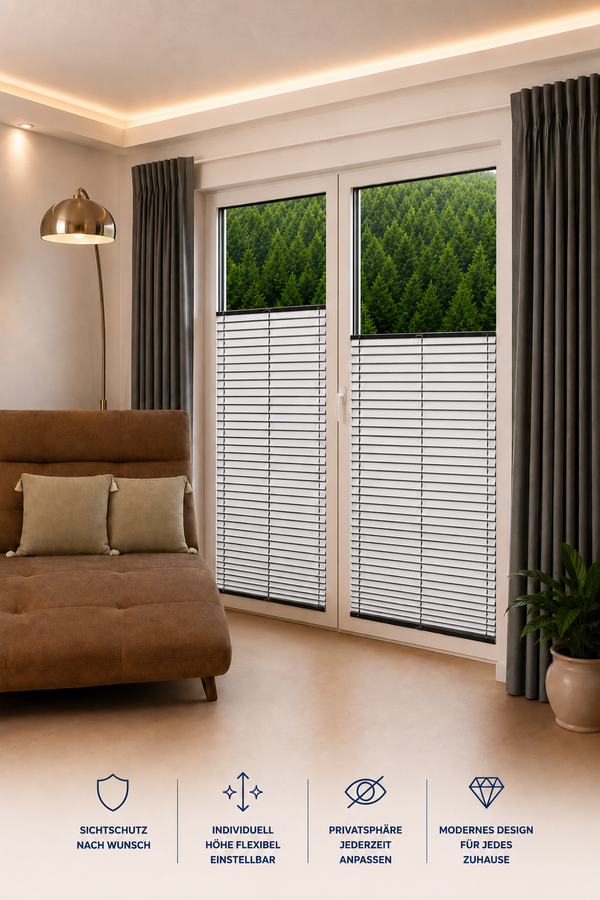K-home Klemmfix Plissee "FLORIDA" einzigartiges Design mit bezauberndem Lichteffekt - Weiß