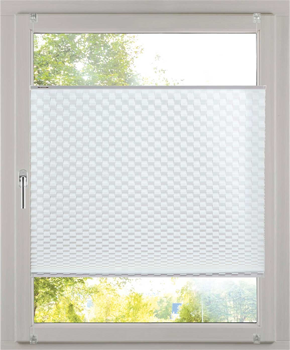 K-home "DIAMANT" Plissee, Einzigartige 3D-Struktur - Faszinierender Lichteffekt - Weiß
