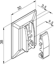 K-home Flache Klebeträger für verspannte Plissees - Weiß, Maße 30 x 38 mm
