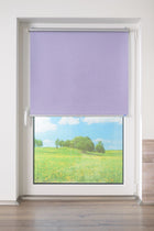 Thermo Springrollo/Mittelzugrollo mit Strukturstoff, Verdunklung, ohne Bohren in Lavendel
