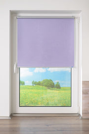 Thermo Springrollo/Mittelzugrollo mit Strukturstoff, Verdunklung, ohne Bohren in Lavendel
