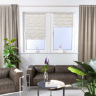 Klemmfix Doppelrollo mit "Wellendesign", Lichtschutz, Rollo ohne Bohren - Beige